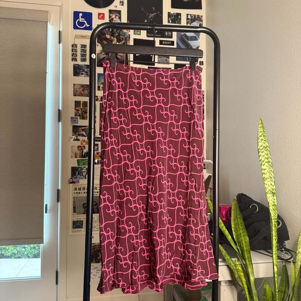 Vintage Tova-Celine Skirt Size M Brown Pink Swirl Midi
